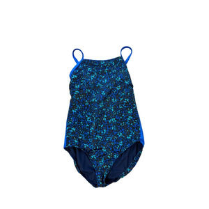 Lands End One Piece Swimsuit Black Blue Green Built in soft Bra 18